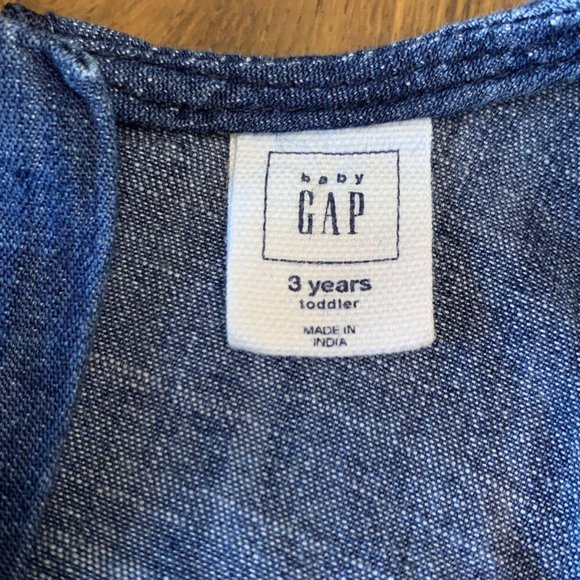 BABY GAP Girls Chambray Dress 3 3T Denim Toddler Girl Drop Waist Comfy Jean - Picture 4 of 4
